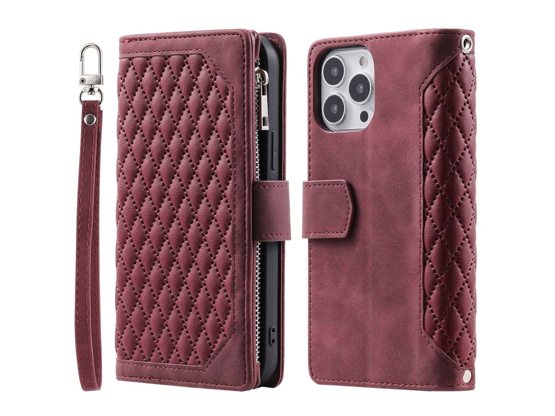 Capa Pega Para Iphone 14 Plus Pele Sintética Vermelho