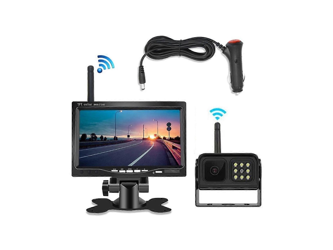 Kit De Câmera De Ré Sem Fio De 7 Polegadas Para Carro, Caminhão, Ônibus, Trailer, Rv, Com Visão Noturna E Estacionamento Automático.