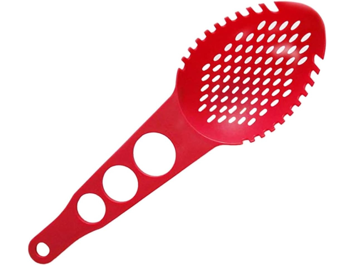Colher De Nylon Vermelha Para Escorrer Macarrão
