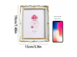 Quadro De Fotos Em 3d Estilo Europeu, Objeto De Decoração Para Quarto, Verde Com Moldura Dourada, Para Fotos 4*6 Polegadas