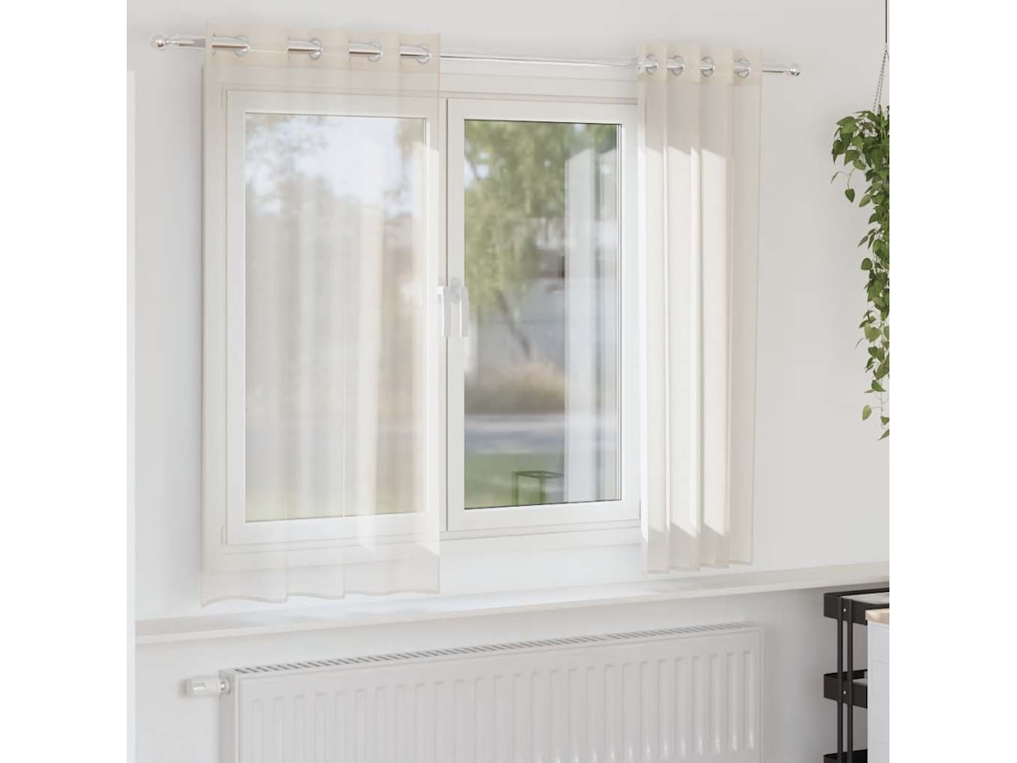 Vidaxl Cortinas De Voile Com Ilhós 2 Pcs Creme 140x140 Cm