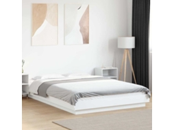 Vidaxl Estrutura Cama C/ Luzes Led 120x190 Cm Derivados Madeira Branco