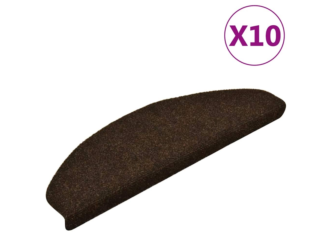Vidaxl Tapetes De Escada Autoadesivos 10 Peças 65x21x4 Cm Marrom Semicircular Grande