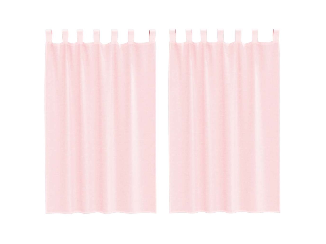 Cortinas de Voile com Laços 2 Pcs Rosa claro 140x175 Cm MAISON EXCLUSIVE
