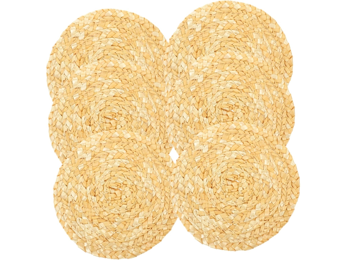 Conjunto De 6 Peças De Jogos Americanos De Palha Natural Trançada, Antiderrapantes E Com Proteção Isolante Para Mesas, D Gokoco