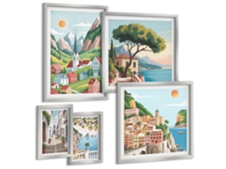 Conjunto De Pinturas Montanhas E Cidadezinhas Encantadoras Espelharte (5 Peças)