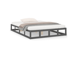 Estrutura de Cama King Madeira Maciça Cinzento MAISON EXCLUSIVE (150x200 cm)