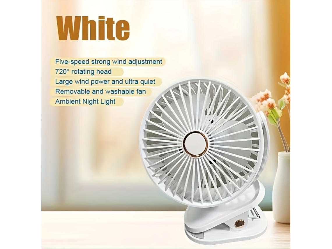 Mini ventilador com carregamento USB, luz LED, longa duração, uso doméstico STELASPLEN