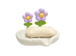 Caixa de Sabão com Drenagem, Floral, Cute, para Banheiro, Abs