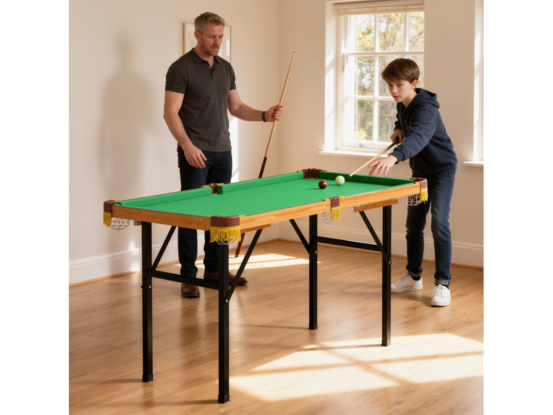 Folding Pool Table Mini Billiard Table 2 Cues 16 Balls Triangle Brush Green