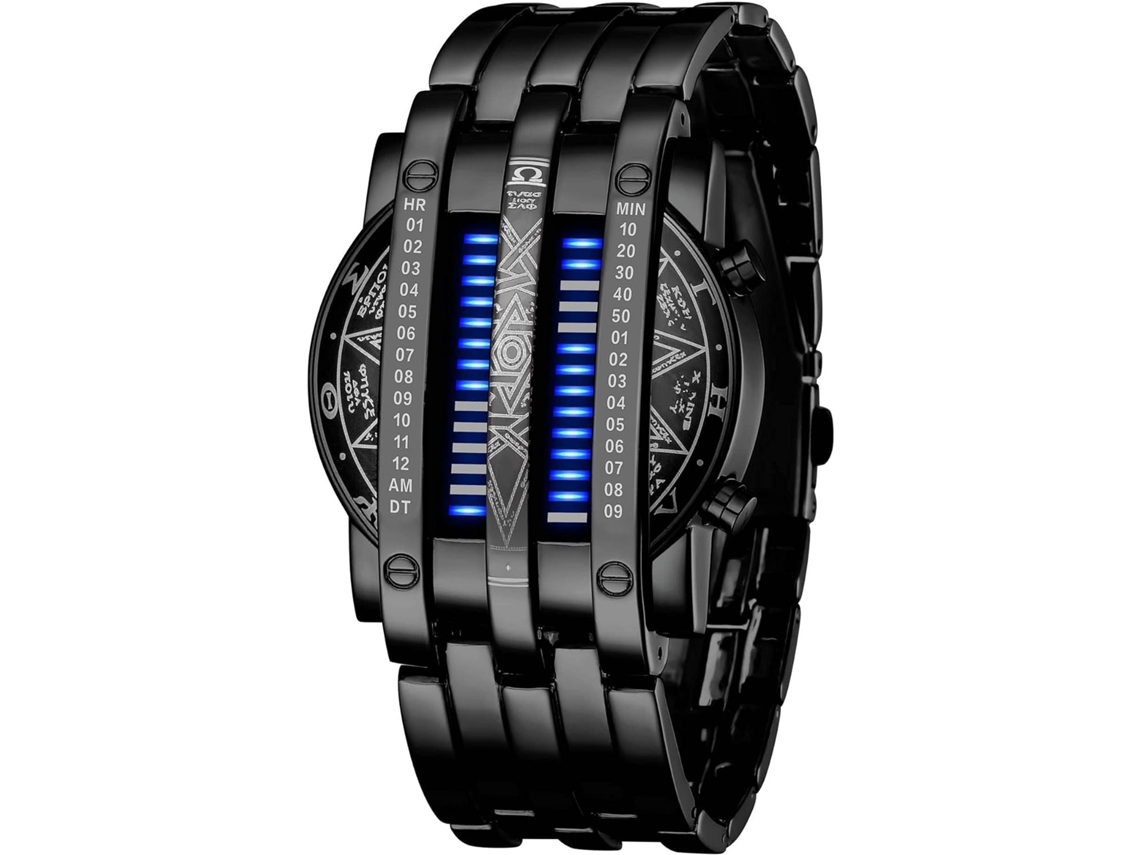 Lurelia Relógio Digital Desportivo Feminino, Calendário, Retroiluminação Led, Aço Inoxidável, Preto, Azul E Vermelho, Modelo Lx11806