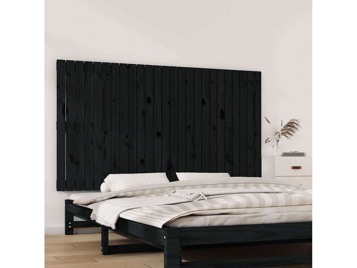 Vidaxl Cabeceira De Parede 159,5x3x90 Cm Madeira De Pinho Maciça Preto