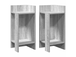 Conjunto de Mesas Laterais 2 Pcs com Prateleira Cinza Sonoma MAISON EXCLUSIVE (110x50x103 cm)