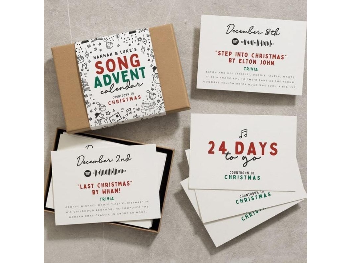 Calendário de Advento de Natal 2022 com 24 Cartões Contagem Regressiva