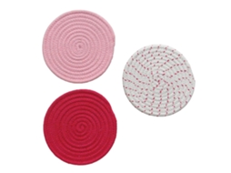 Conjunto de 3 Tapetes de Cozinha Pink Series com Isolamento Térmico e Apoios para Copos LAXISCREED