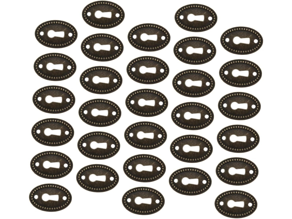 Conjunto De 30 Placas Ovais Liga Zinco Para Cobrir Fechaduras, Inserções Decorativas Para Fechaduras De Cômodas, 38x25mm