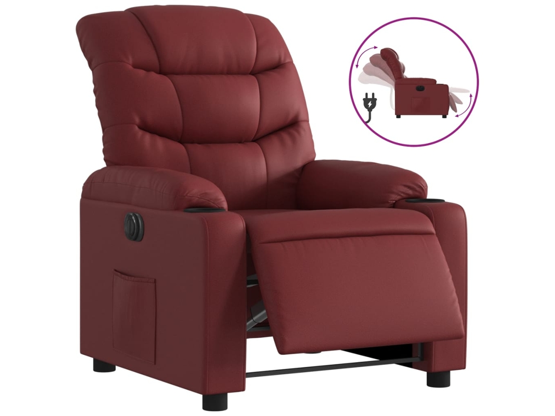 Electric Recliner Chair, Electric Recliner Chairs Vidaxl Vermelho Couro Artificial