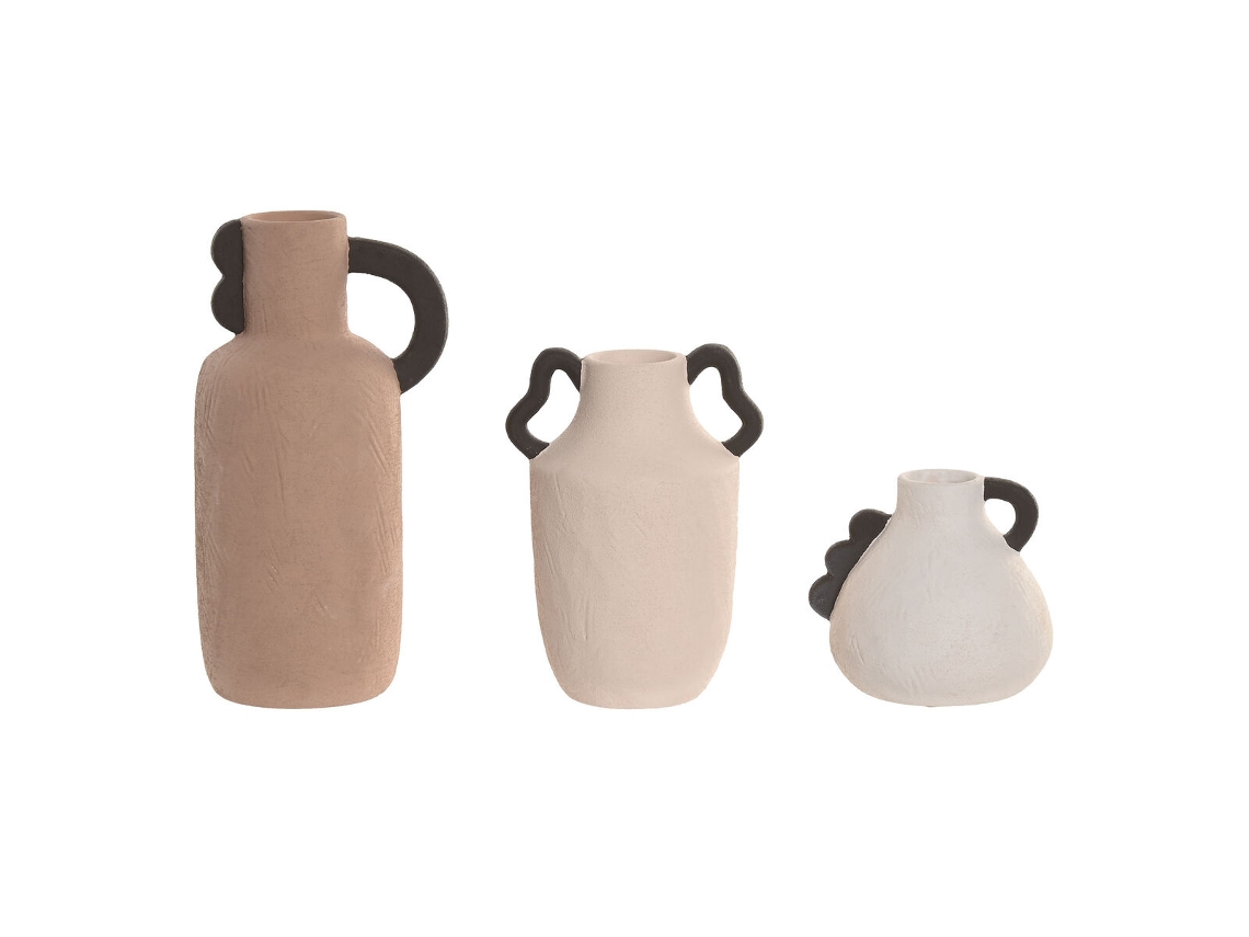Jogo De 3 Vasos Home Esprit Multicolor Grés 13 X 10 X 24 Cm (3 Peças)