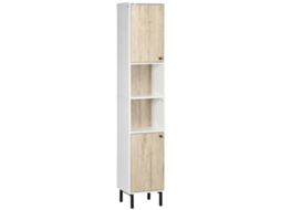 Coluna do Banheiro com 6 Compartimentos para Chuveiro e Vaso Sanitário Quarto Estilo Moderno 31,5x30x169 Cm Branco e Carvalho Ge