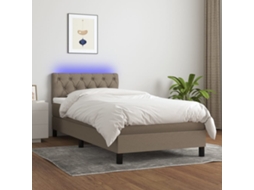 Vidaxl Cama Box Spring + Colchão/led 80x200cm Tecido Cinza acastanhado