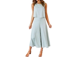 Conjunto de verão feminino Roylamp 2026 de duas peças: blusa básica de gola redonda e leggings curtas e compridas.