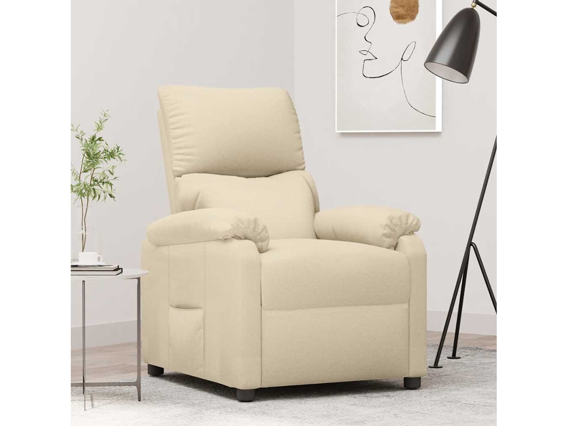 Vidaxl Poltrona Reclinável Tecido Cor Creme