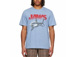 Rockinstone Jaws Movie Halftone Heather Light Blue Adult T-shirt Size:m