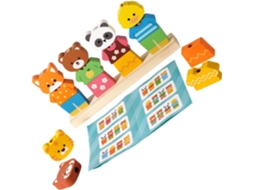 Pinos De Madeira Para Empilhar Em Formato Animais, Brinquedo