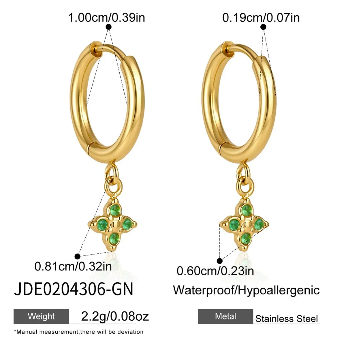 Brincos De Flor De Zircônia Colorida, Joias Delicadas Em Aço Inoxidável À Prova D'água.