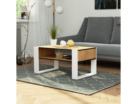 AKORD DOMI Mesa de centro Craft Oak 92 cm frentes brancas foscas 92x53x45 cm AKORD FURNITURE FACTORY