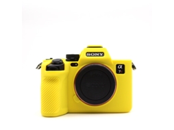 Capa Silicone HEXINYIGJLY para Sony A7rm5/a7rvleve, Acesso Total, Tripé, Proteção Impactos Amarelo
