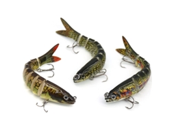2026 iscas de Pesca para Bass e Trout: Imitación de Peixe com 8 Segmentos, Submersível Lento, Anzóis Afiados, Kit para Água Doce e Salgada
