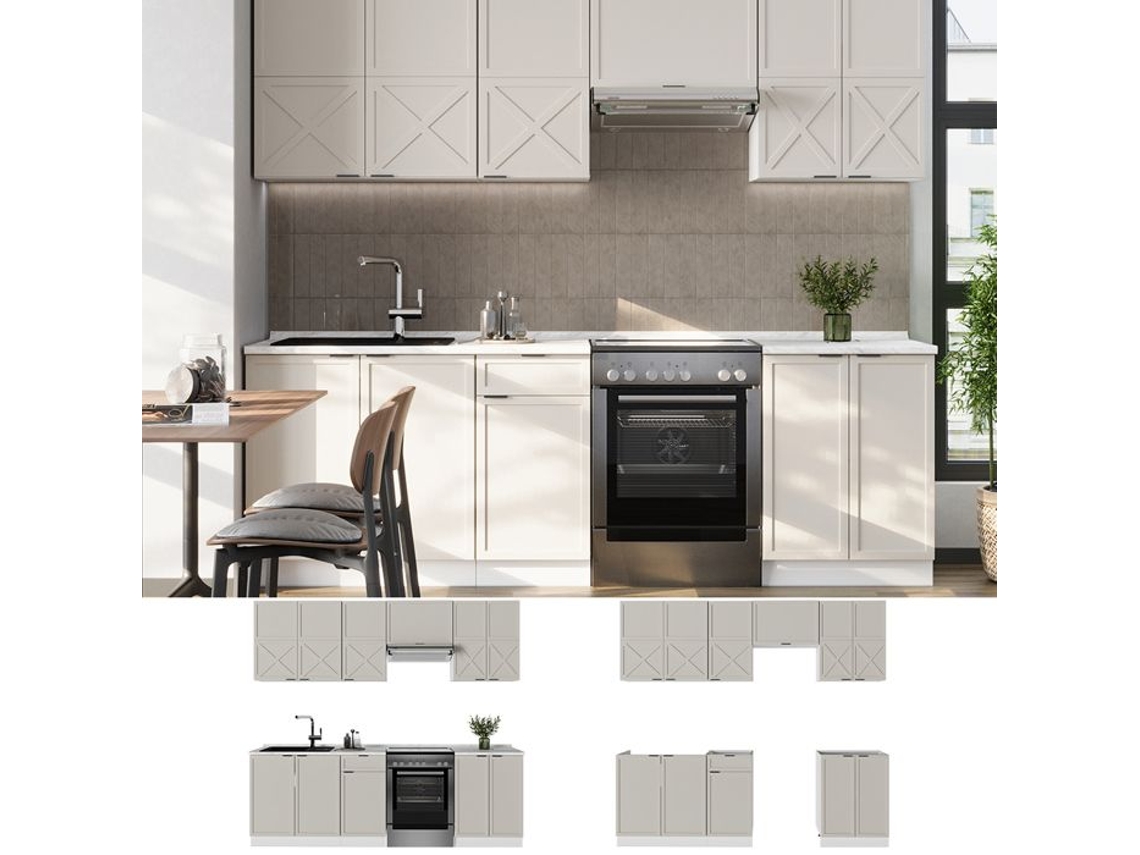 Cozinha Fame Line, 240cm Sem Pt, Grisbeige/branco, Branco, Vicco