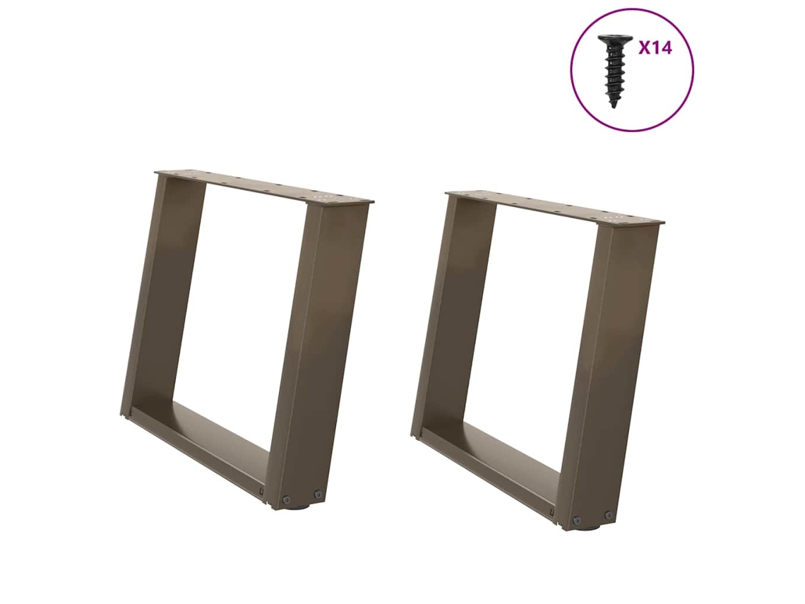 Vidaxl Pés Para Mesa De Centro Em Formato De U, 2 Peças, Aço Natural, 70x(42-43) Cm, Aço