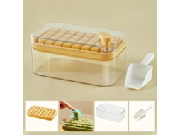 Forma De Gelo Com Tampa E Compartimento Para 64 Cubos, Abs E Pp, Ideal Para Bebidas, Café E Utilização No Congelador. Amarelo Hexinyigjly