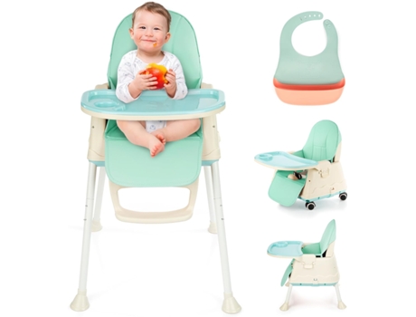 Cadeira Alta de Refeição PARVULÍ Azul Evolutiva para Bebés até 25kg com Babete de Silicone