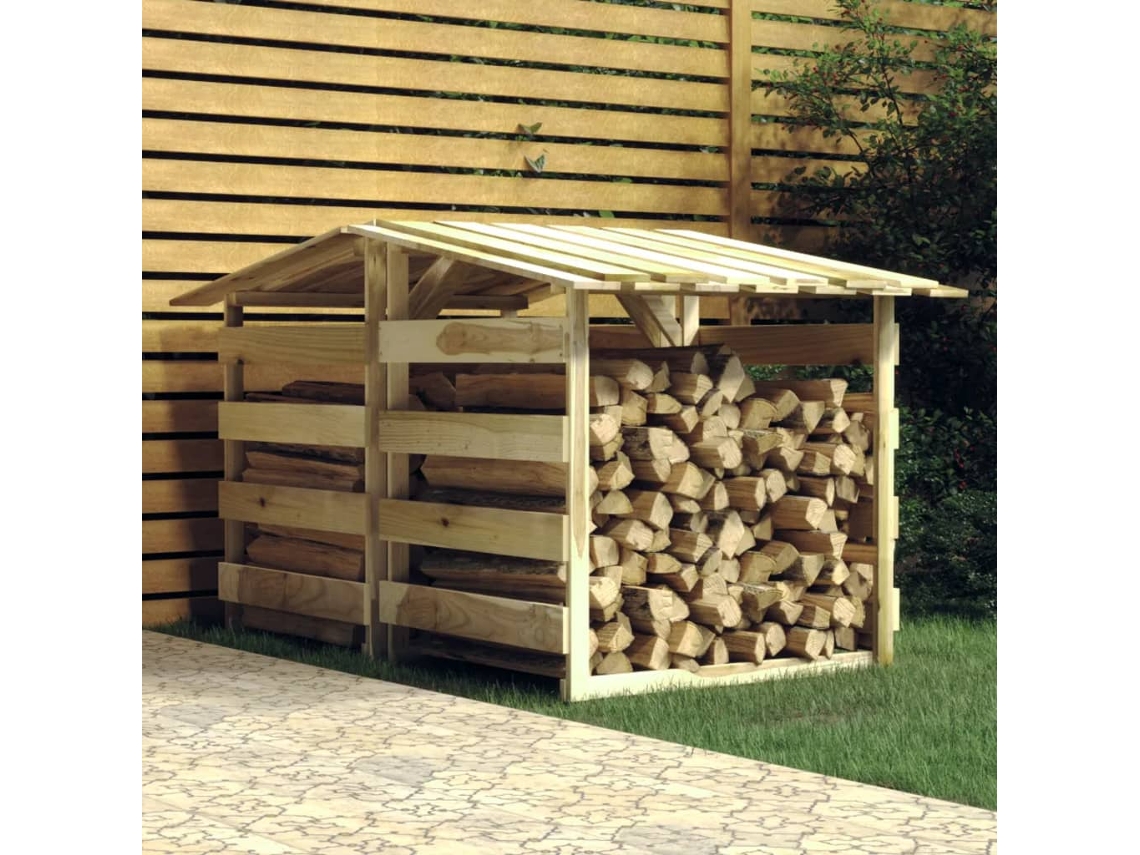 Vidaxl Abrigo para Lenha Com Telhados 2 Pcs Pinho Impregnado 100x90x100 Cm