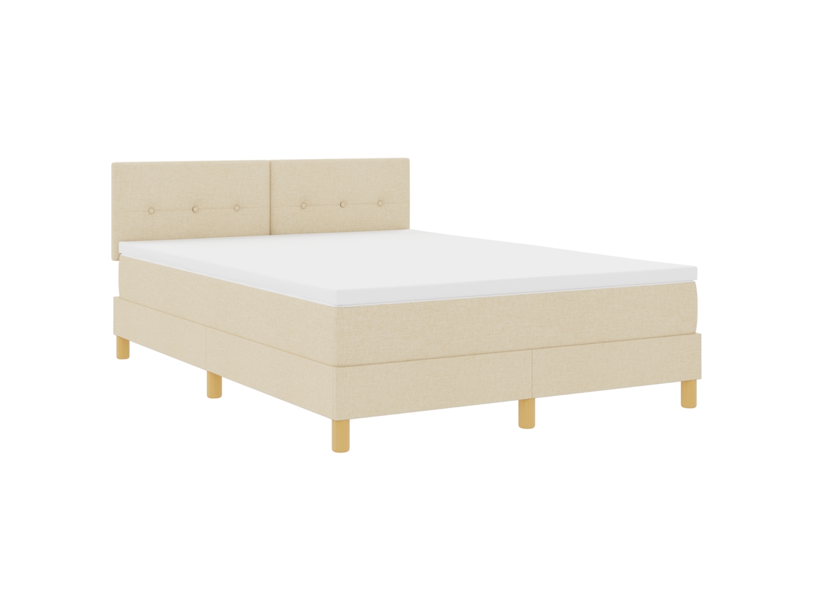 Conjunto 1 Cama Box Vidaxl Creme Tecido (140 X 200 Cm)