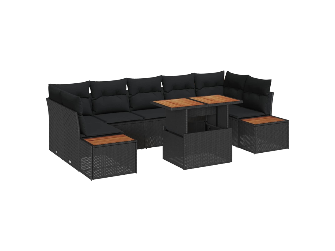 Vidaxl Conjunto De Sofá De Jardim 8 Unid. Preto E Marrom