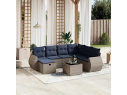 Vidaxl Conjunto De Sofá De Jardim Com 8 Peças E Almofadas Em Rattan Sintético Cinza
