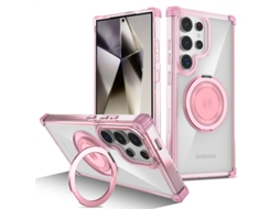 Compatível Com Capas Magnéticas Samsung, Proteção Dourada, Suporte Giratório E Anti-queda.rosa - S24plus