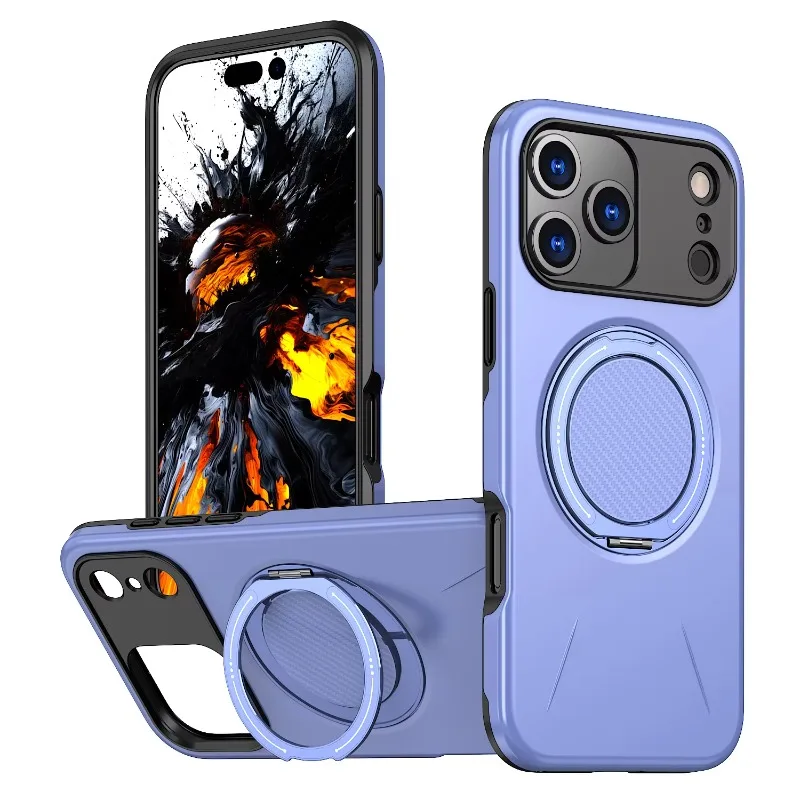 (roxo, Iphone 16 Pro) Capa Protetora Com Suporte Magnético Para Carro, À Prova De Choque E Com Carregamento Sem Fio.