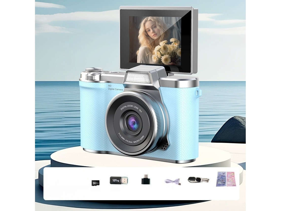 Câmara Digital Tela Articulada De 2,4 Polegadas Com Luz De Preenchimento (azul - Cartão De 32 Gb) Cuich
