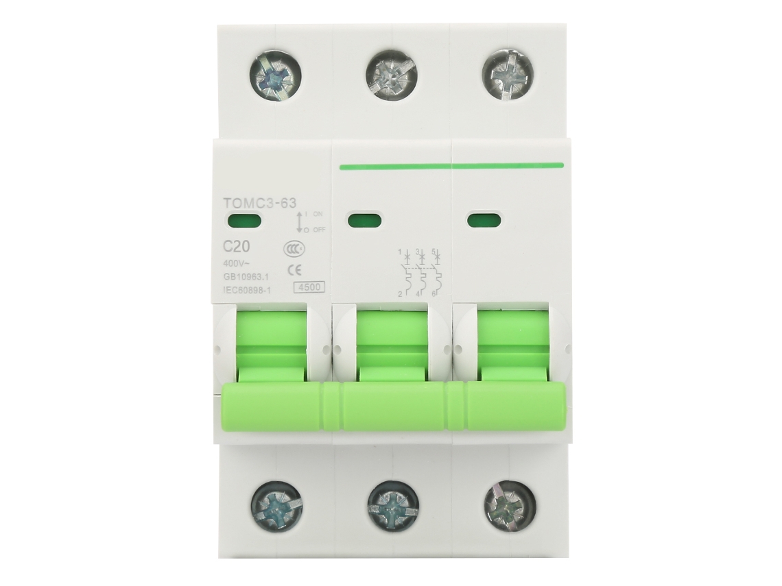 Disjuntor miniatura 3 polos tipo C 20a VOLTEDGE