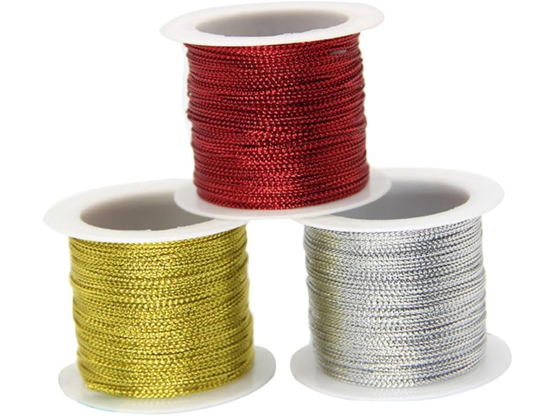 Corrente Dourada E Prateada Para Pingente, 20m, 3 Peças, Cordão