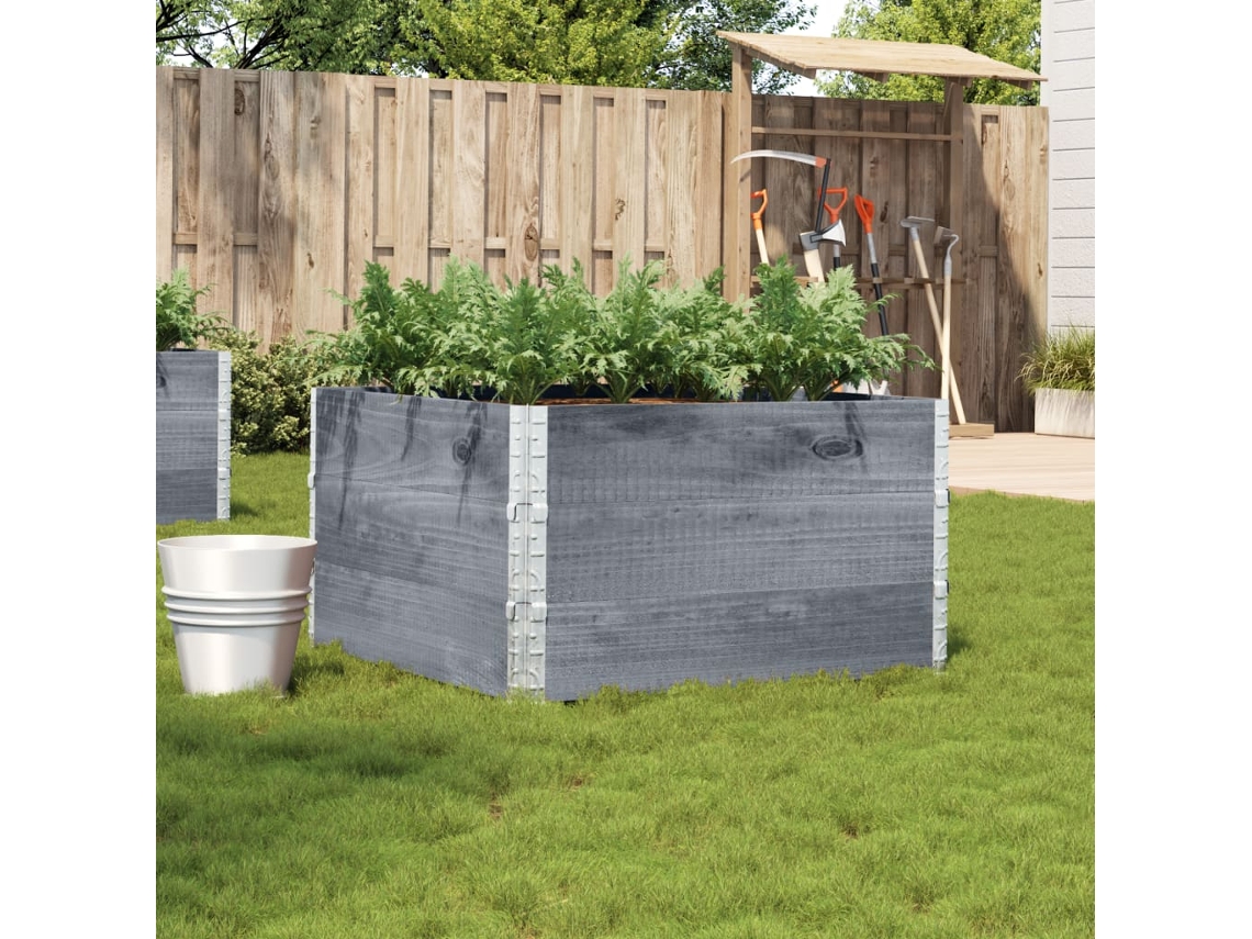 Vidaxl Vaso/floreira De Jardim 100x100cm Madeira Pinho Maciça Cinzento