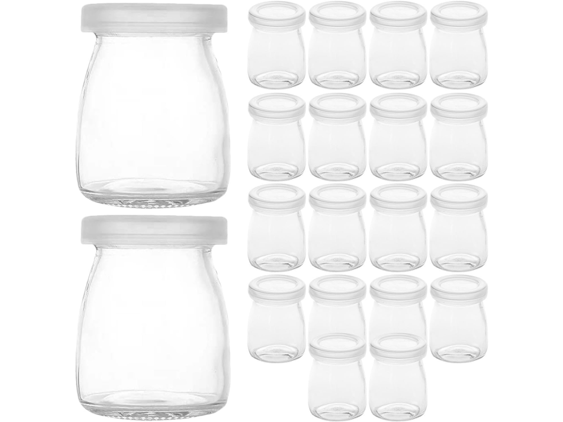 Conjunto De 20-copos Vidro Reutilizáveis 100ml Para Gelatina, Com Tampas, Design Elegante E Alta Resistência, Ideais