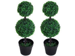 2er Set Planta Artificial, Design De Bola, Vasculho De Cimento