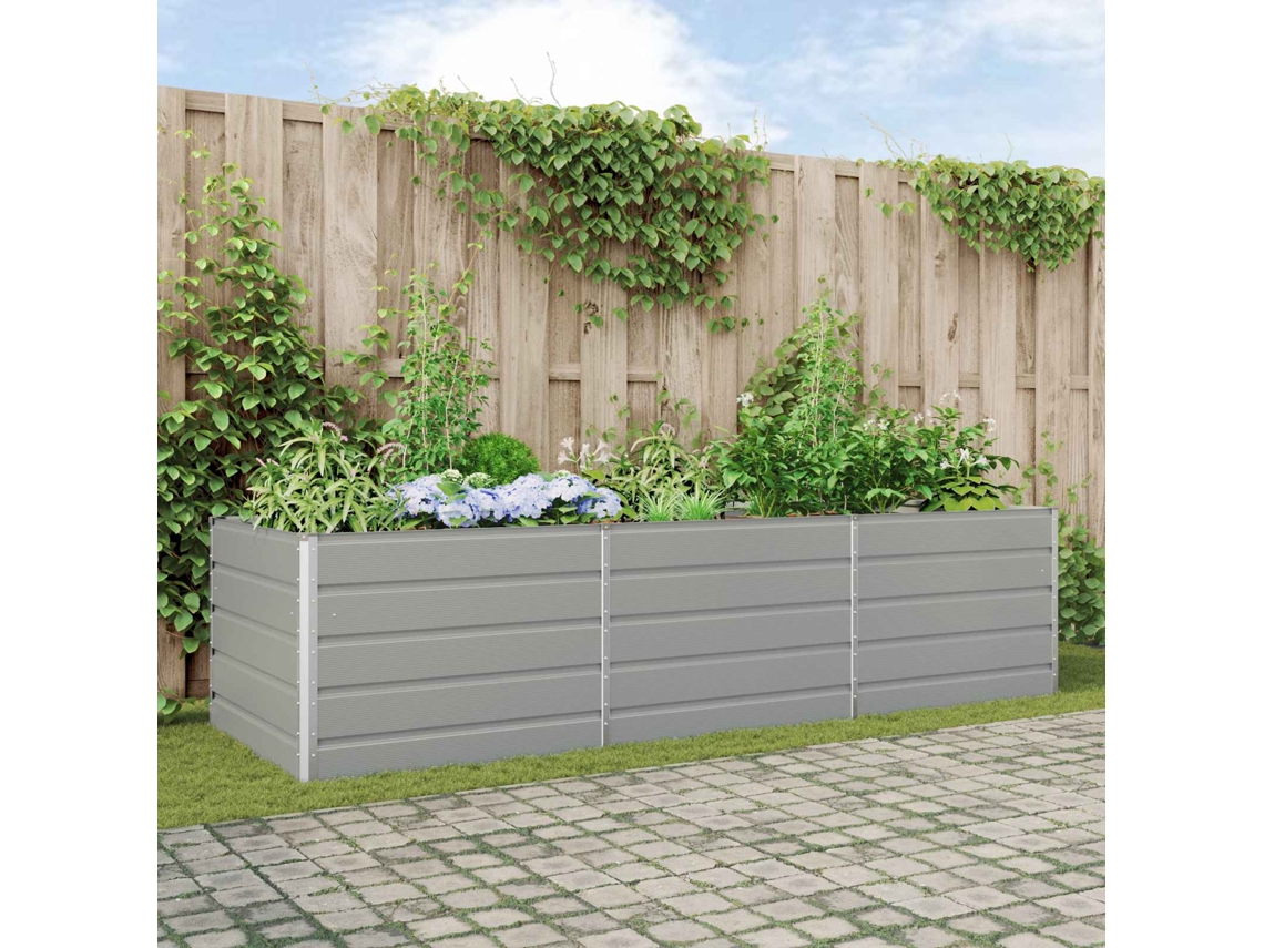 Vidaxl Floreira Cinzento-claro 290 X 100 X 75 Cm Aço Galvanizado
