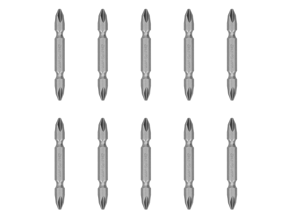 10pcs Bita Parafusadeira Bicabeça Cruzada Magnética Forte S1/4 Ferramenta Manual Elétrica 65mm
